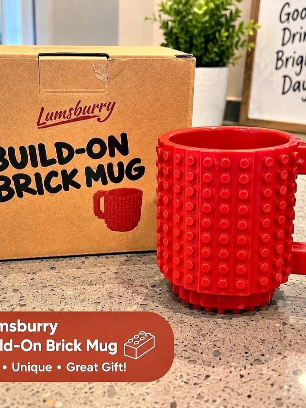 Lumsburry Build-On Brick Mug Red